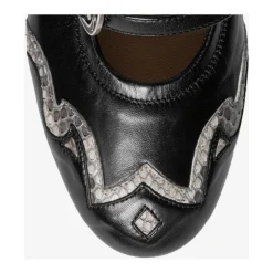 Ballerines en cuir et python