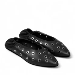 Ballerines en cuir noir Charlotte