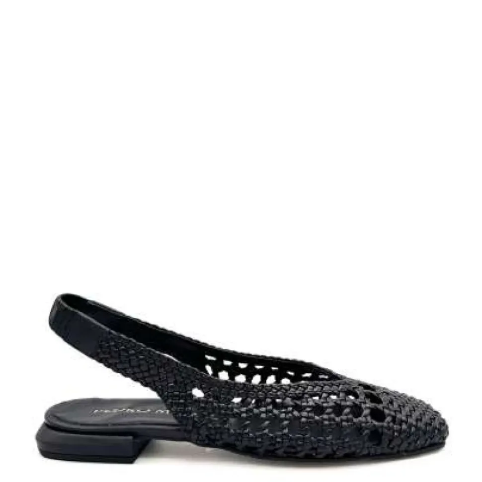 Ballerines slingback en cuir noir