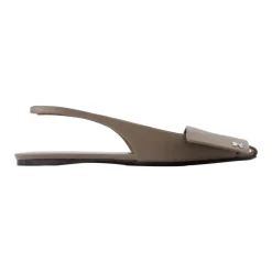 Ballerines Slingback Pliées en Cuir