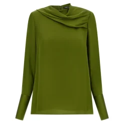 Blouse en georgette de soie drapée