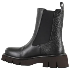 Bottine en Cuir Martelé Noir