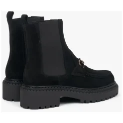 Bottines Chelsea en Velours Italien avec Boucle Dorée