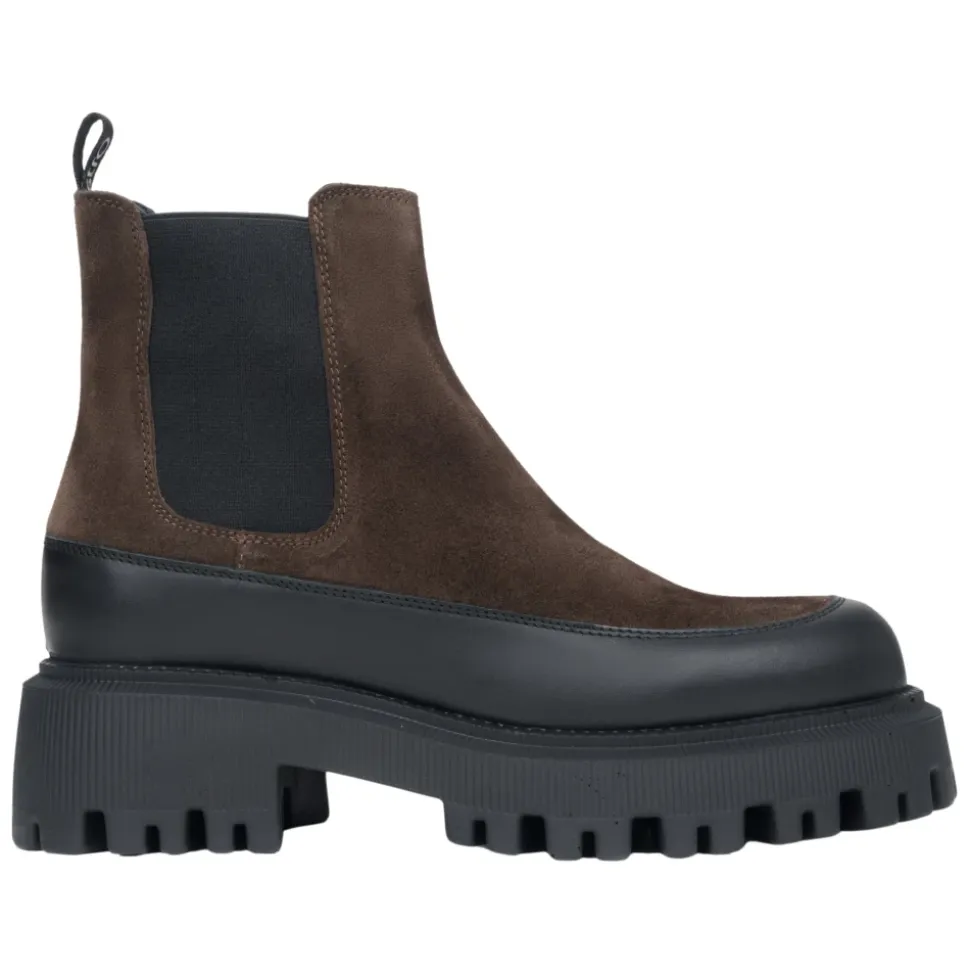 Bottines Chelsea marron foncé pour femmes en velours véritable de qualité supérieure