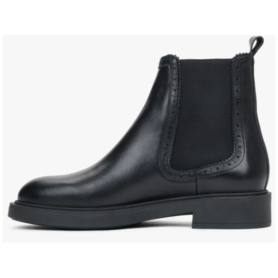 Bottines Chelsea noires pour femmes en cuir italien de qualité supérieure