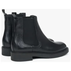 Bottines Chelsea noires pour femmes en cuir italien de qualité supérieure