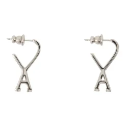 Boucles d'oreilles en métal argenté - Portées avec deux oreilles