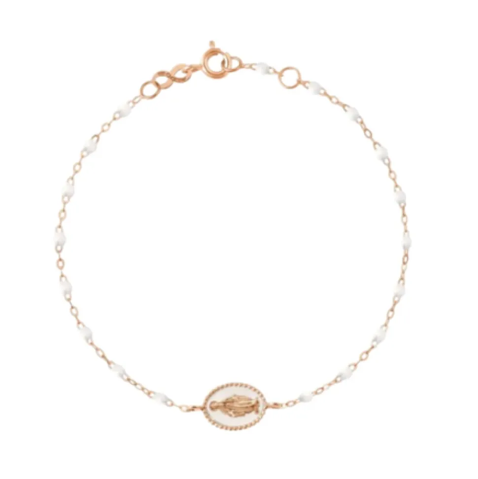 Bracelet Madone Emaille Or Rose