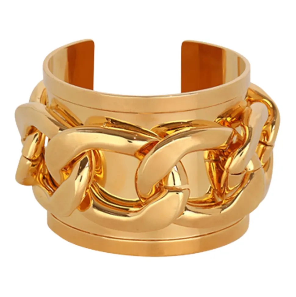 Bracelet manchette chaîne en laiton