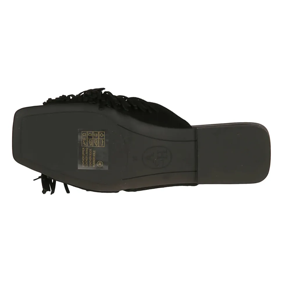 Brigitte Suede Tassel Slide Sandals