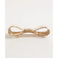 Broche Or Laiton Cristal Verre Fausse Perle