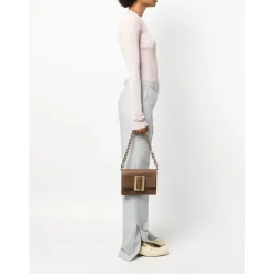 Buckle-Detail Leather Shoulder Bag