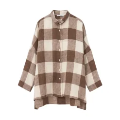Camicia over in lino a quadri