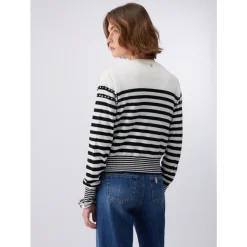 Cardigan à rayures et appliqués bijou