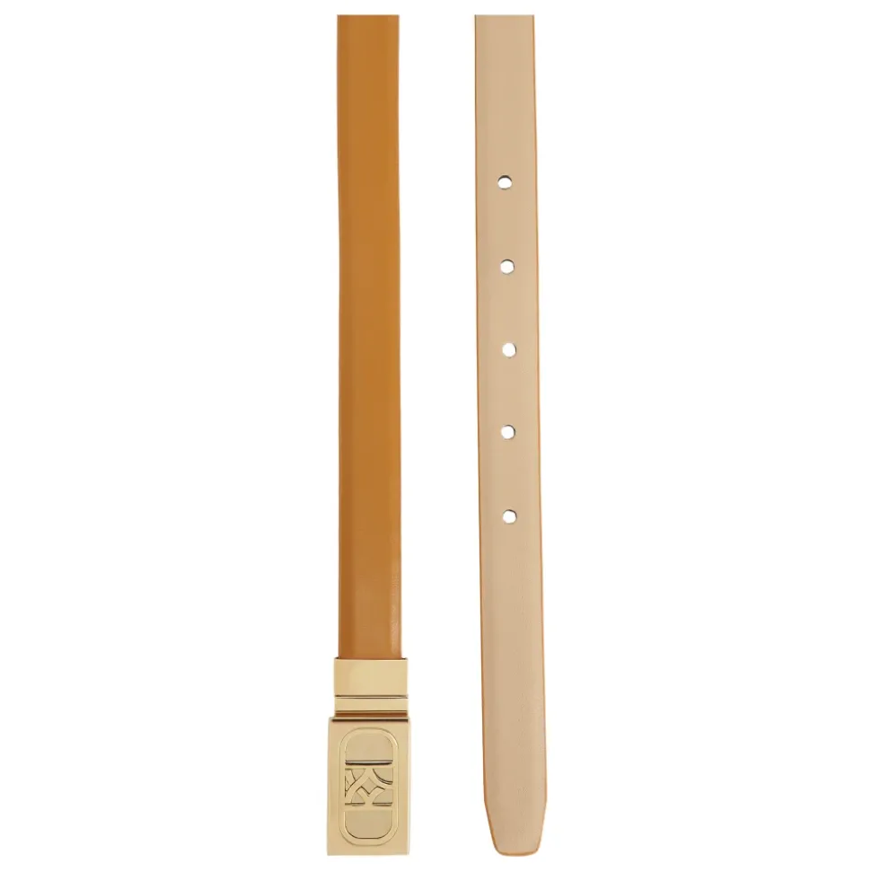 Ceinture beige et marron double face avec boucle complète