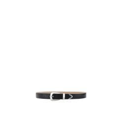 Ceinture en Cuir de Veau avec Boucle Métallique Rectangulaire