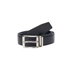 Ceinture en cuir grainé bleu marine