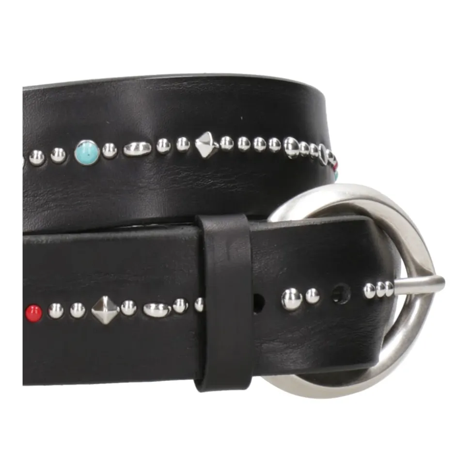 Ceinture en cuir noir avec clous