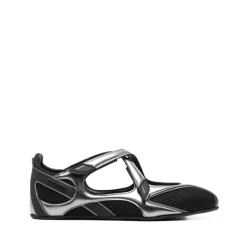 Chaussures plates en soie et nylon noires