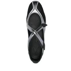 Chaussures plates en soie et nylon noires