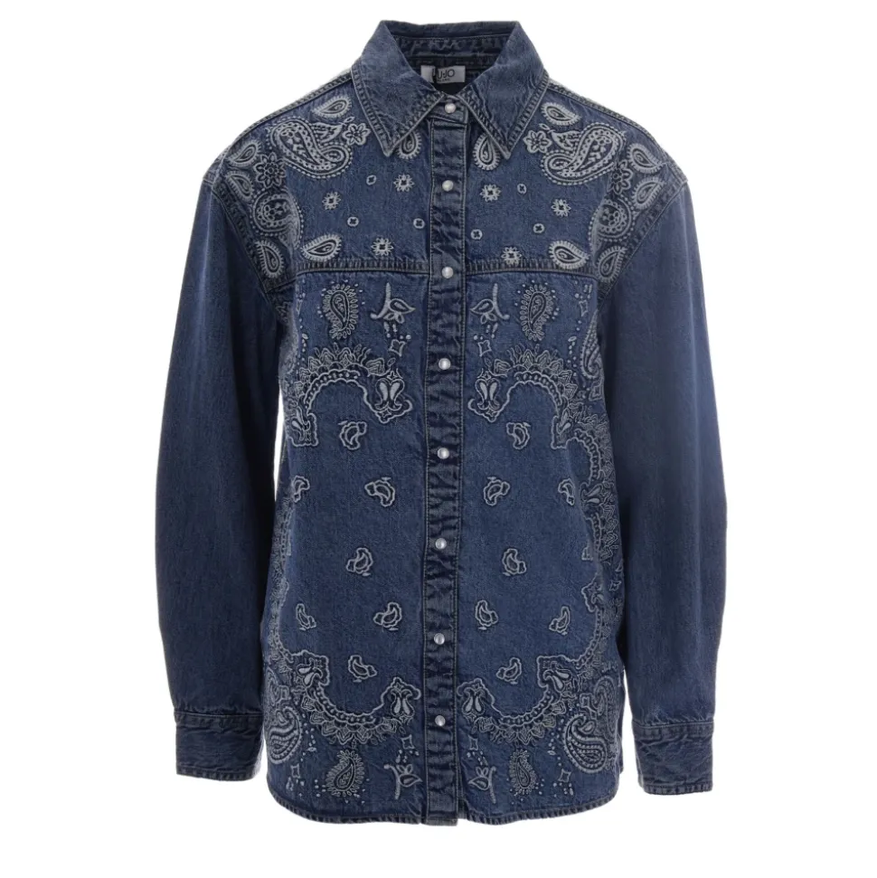 Chemise en jean avec broderies