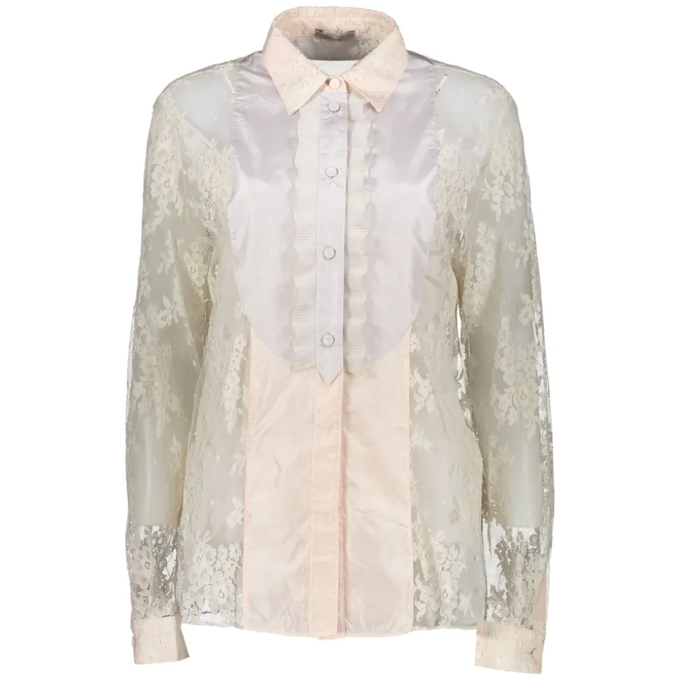 Chemise en Soie et Coton avec Dentelle à Volants