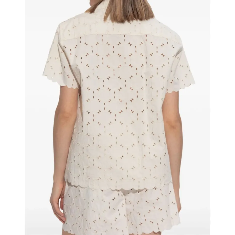 Chemise à Manches Courtes en Coton Brodé