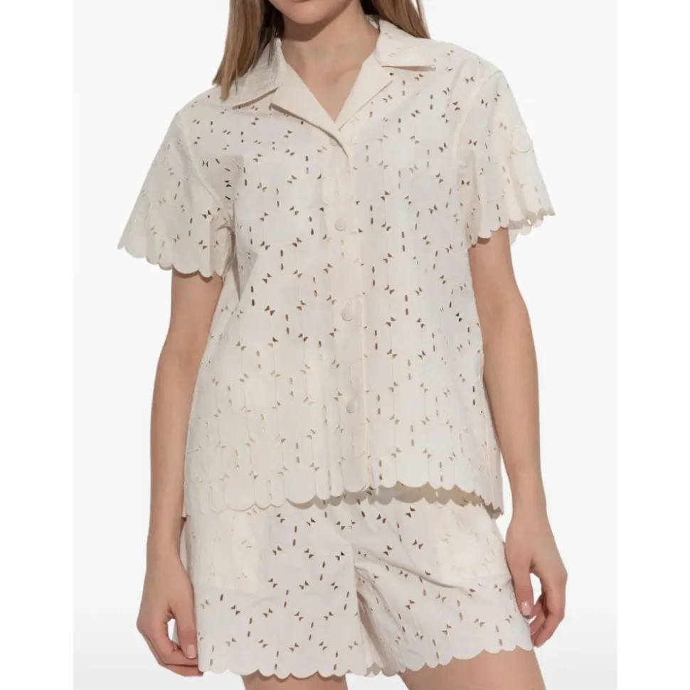 Chemise à Manches Courtes en Coton Brodé