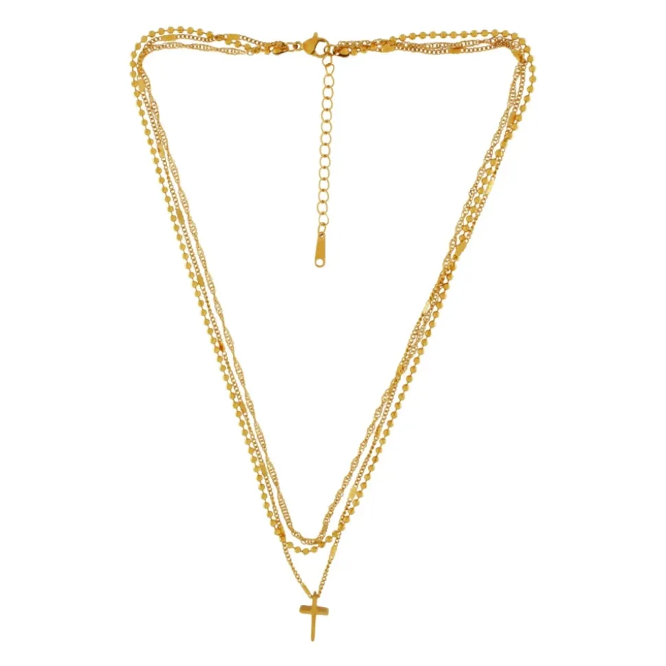 Collier Croix Or Imperméable Design Tendance