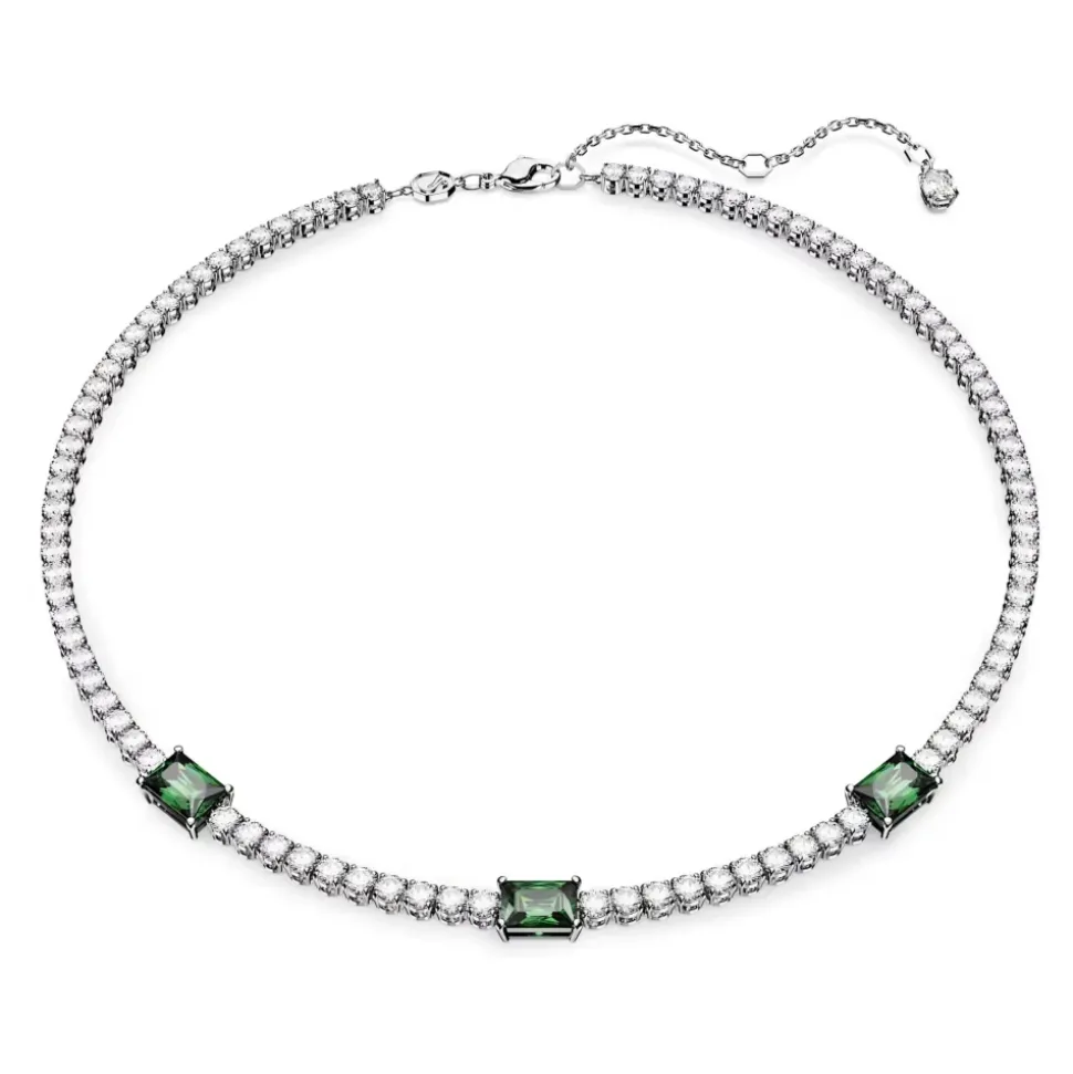 Collier de tennis unisexe Matrix vert rhodié 5666168