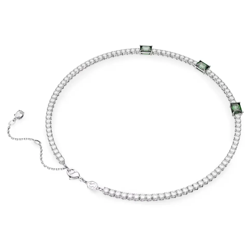 Collier de tennis unisexe Matrix vert rhodié 5666168