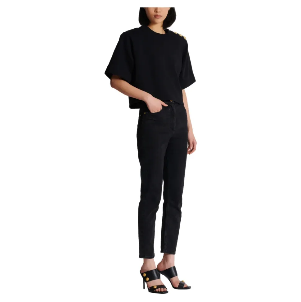 Cropped sweatshirt with buttons