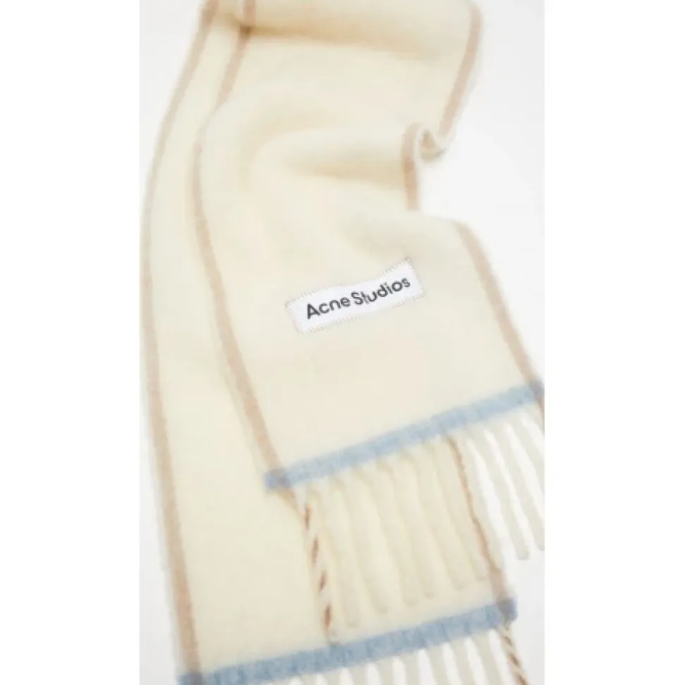 Echarpe étroite laine mohair bords frangés
