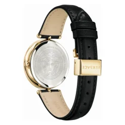 Empire Montre Cuir Noir Or Diamant