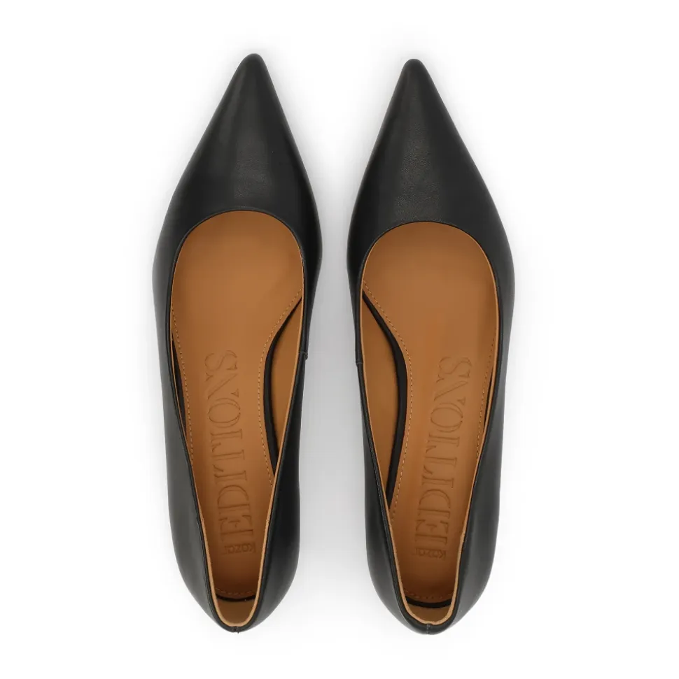 Escarpins noirs en cuir à petit talon