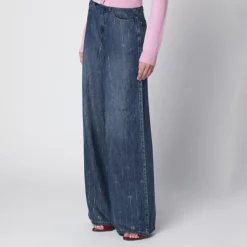 Jean Denim à Rayures Strass