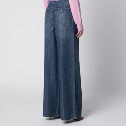 Jean Denim à Rayures Strass
