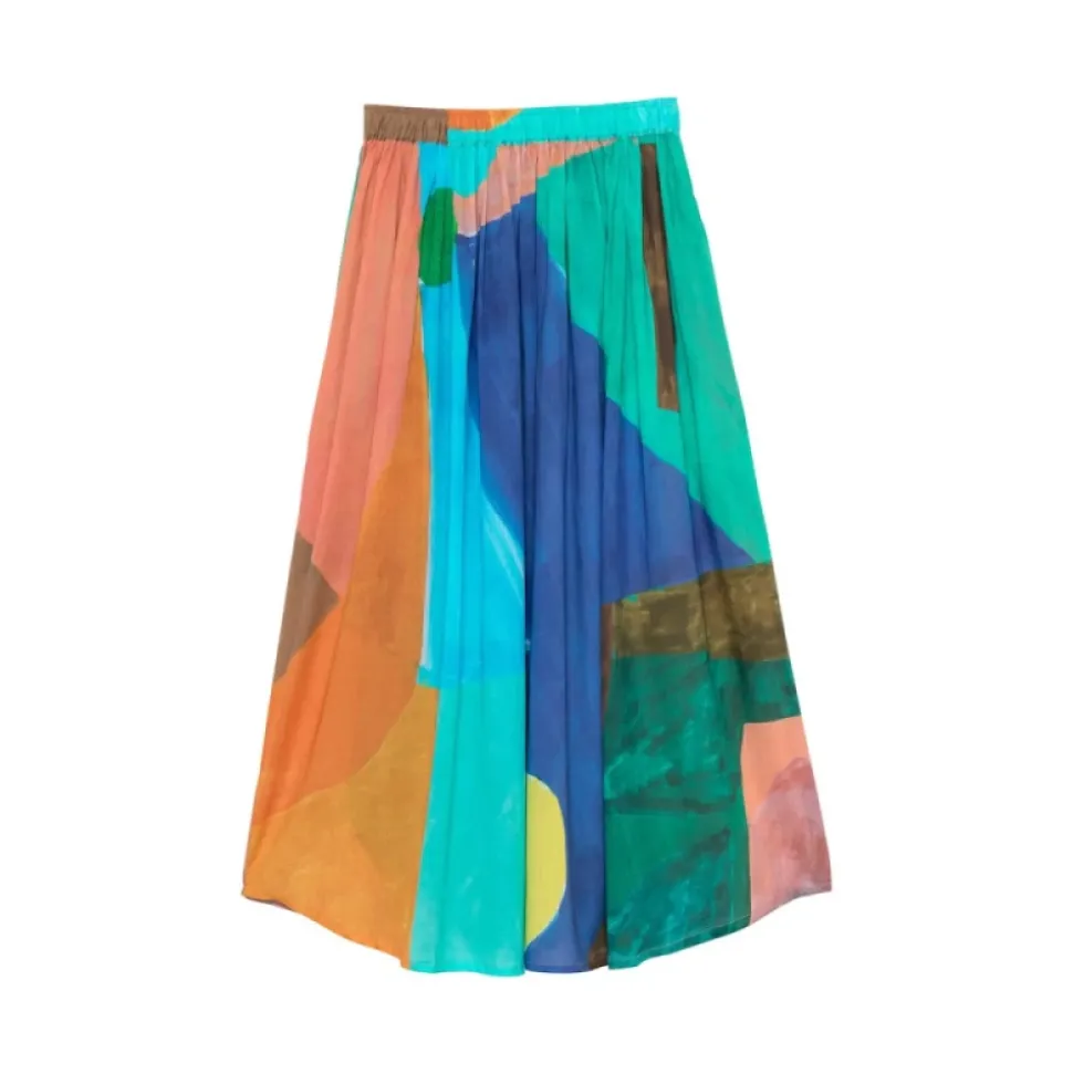 Jupe longue taille haute fleurie