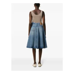 Jupe Évasée Composition Coton Bleu