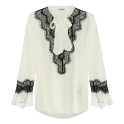 Élégante blouse en soie avec détails en dentelle