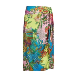 Long Printed Satin Skirt