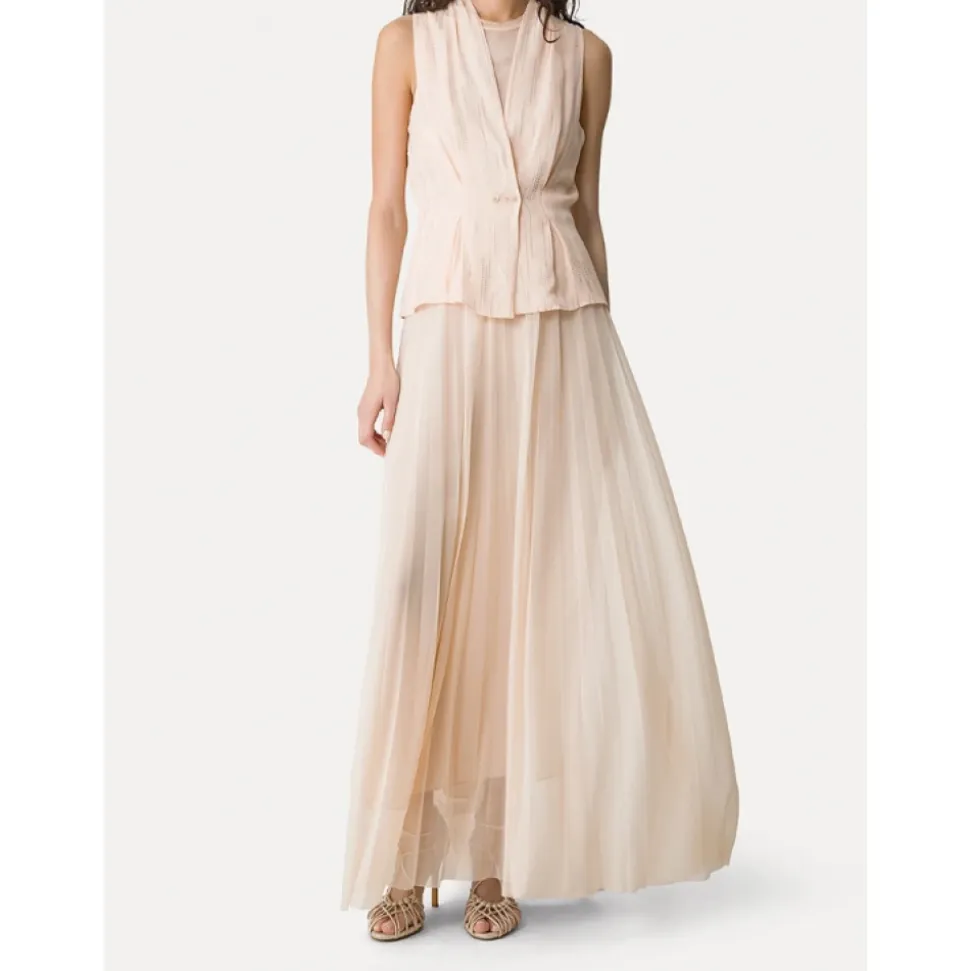 Longue jupe plissée en tulle