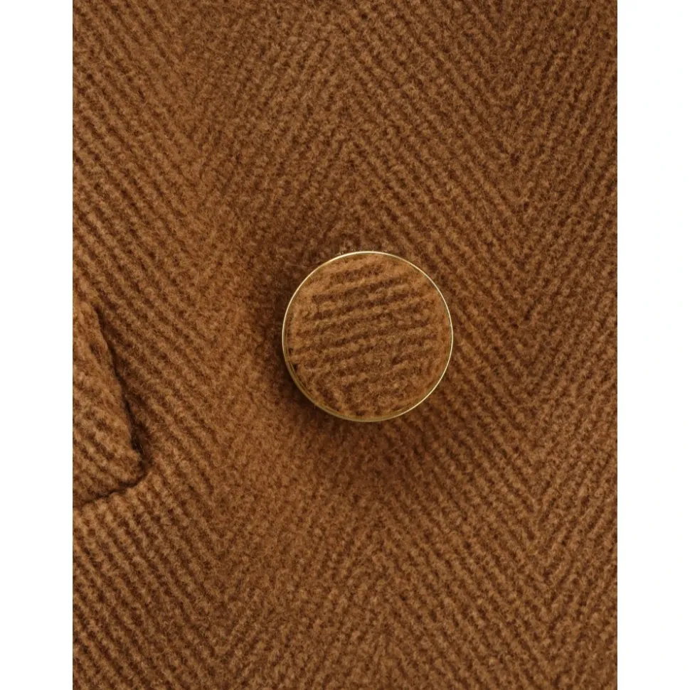 Manteau court en laine à chevrons double boutonnage