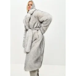 Manteau en fausse fourrure luxueux Natalie - Gris