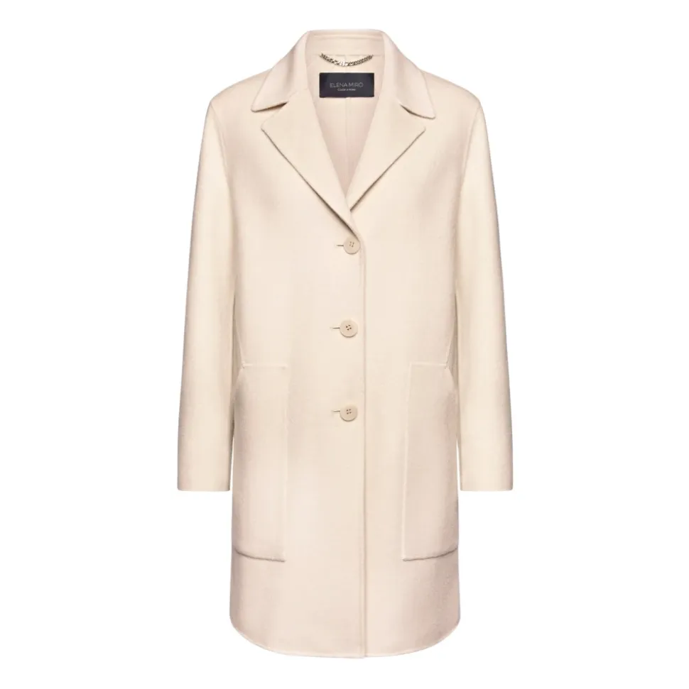 Manteau en tissu double avec revers, boutonnières et poches