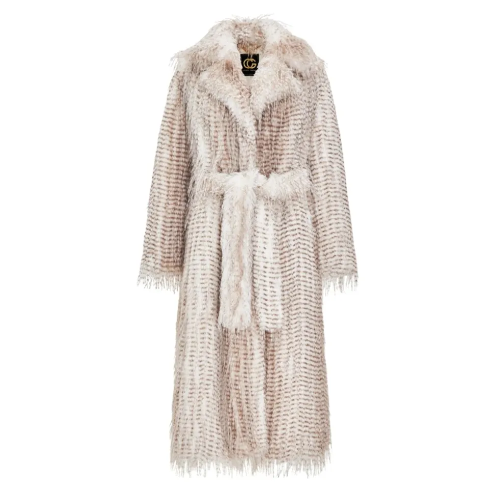 Manteau Long Ceinturé en Fausse Fourrure