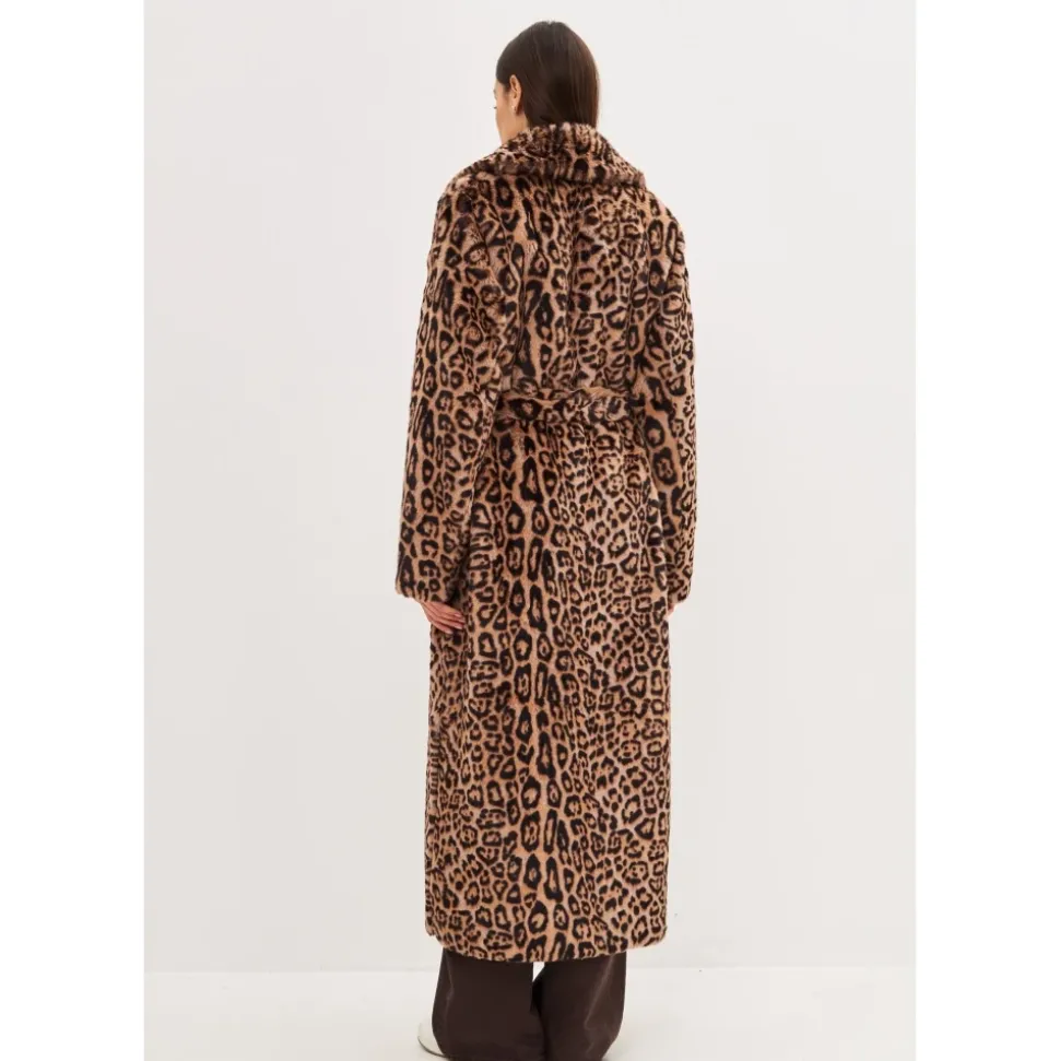 Manteau Long d`Hiver à Imprimé Animal