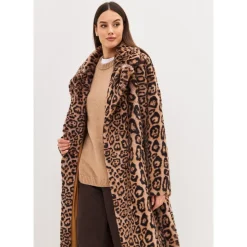 Manteau Long d`Hiver à Imprimé Animal