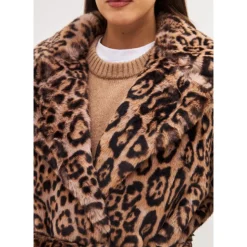 Manteau Long d`Hiver à Imprimé Animal