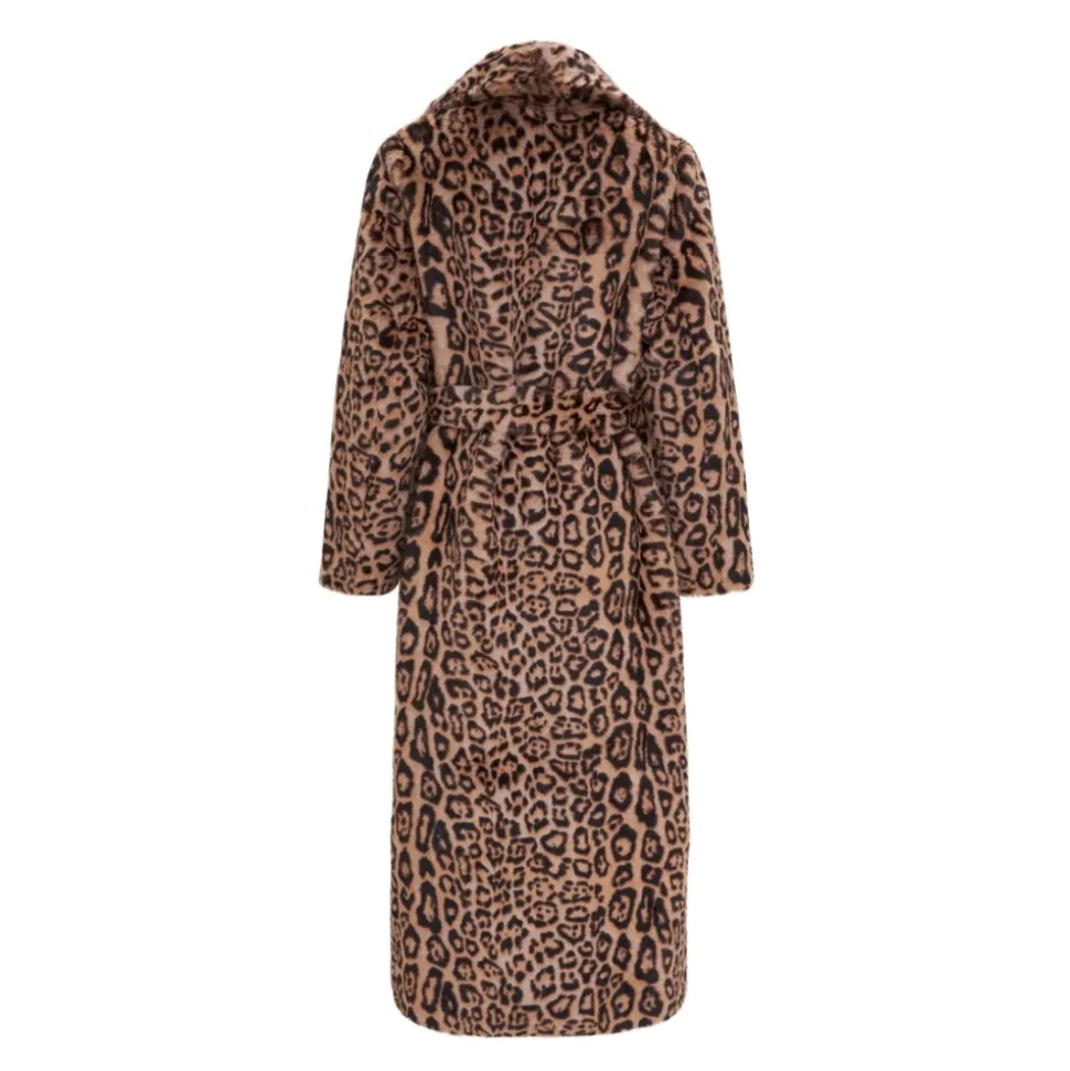 Manteau Long d`Hiver à Imprimé Animal